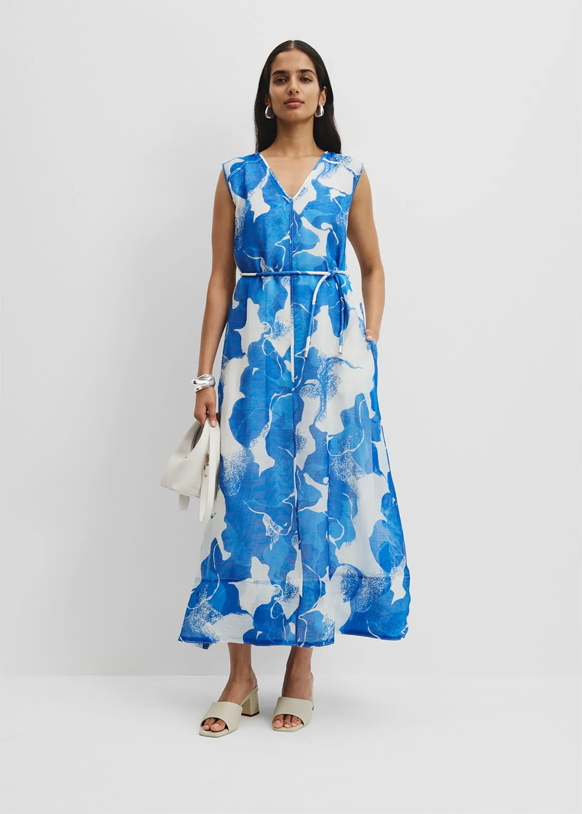 Print Maxi Dress - MARINE TEXTURED GEO