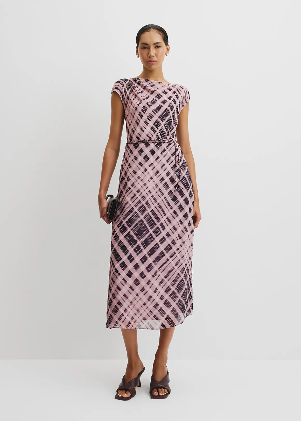 Print Shell Dress - PINK CHECK