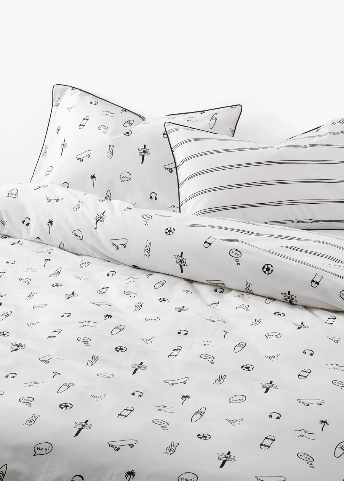 Printed 144TC Cotton Duvet Cover Set - Kids - X BLACK