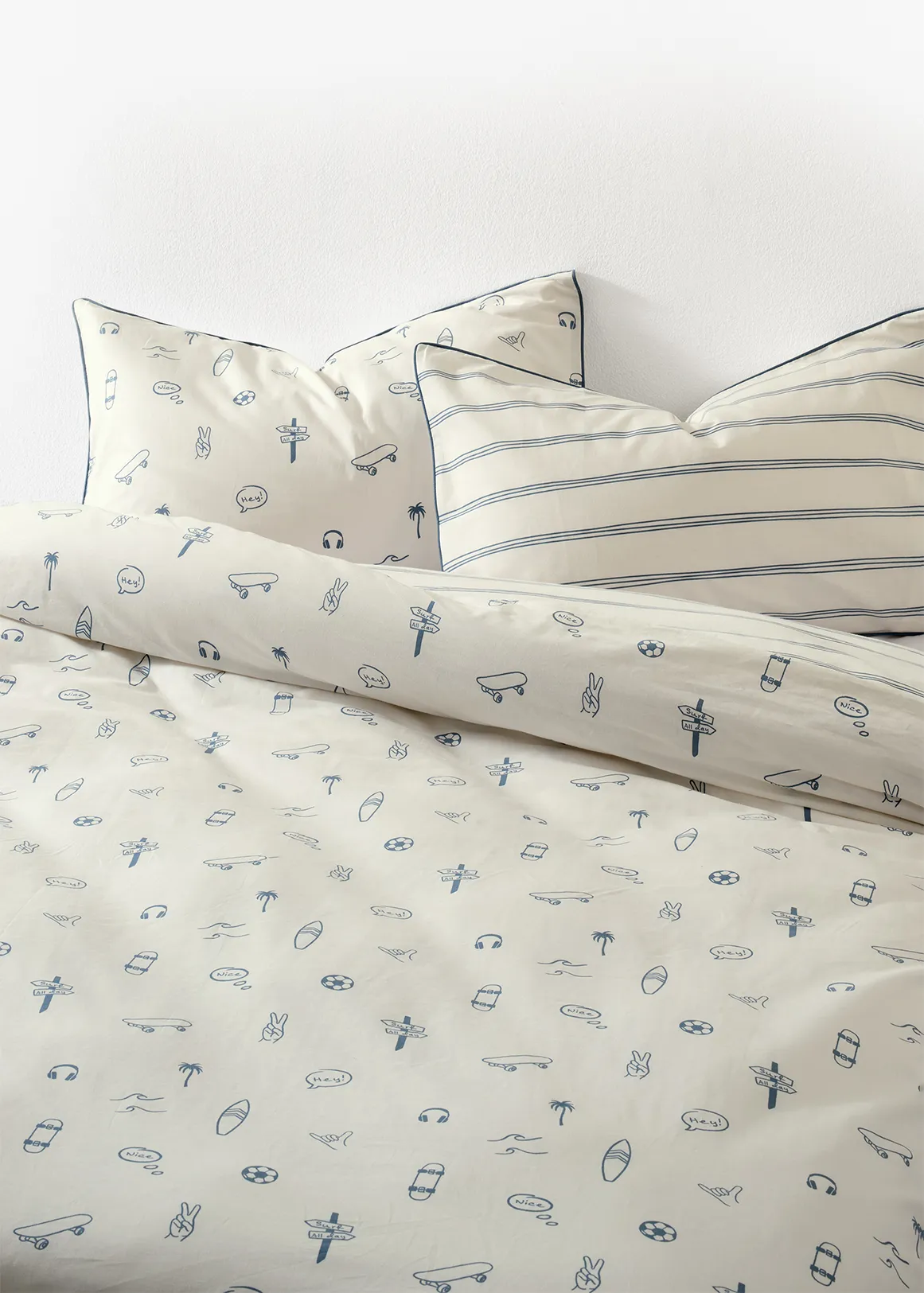 Printed 144TC Cotton Duvet Cover Set - Kids - X BLUE