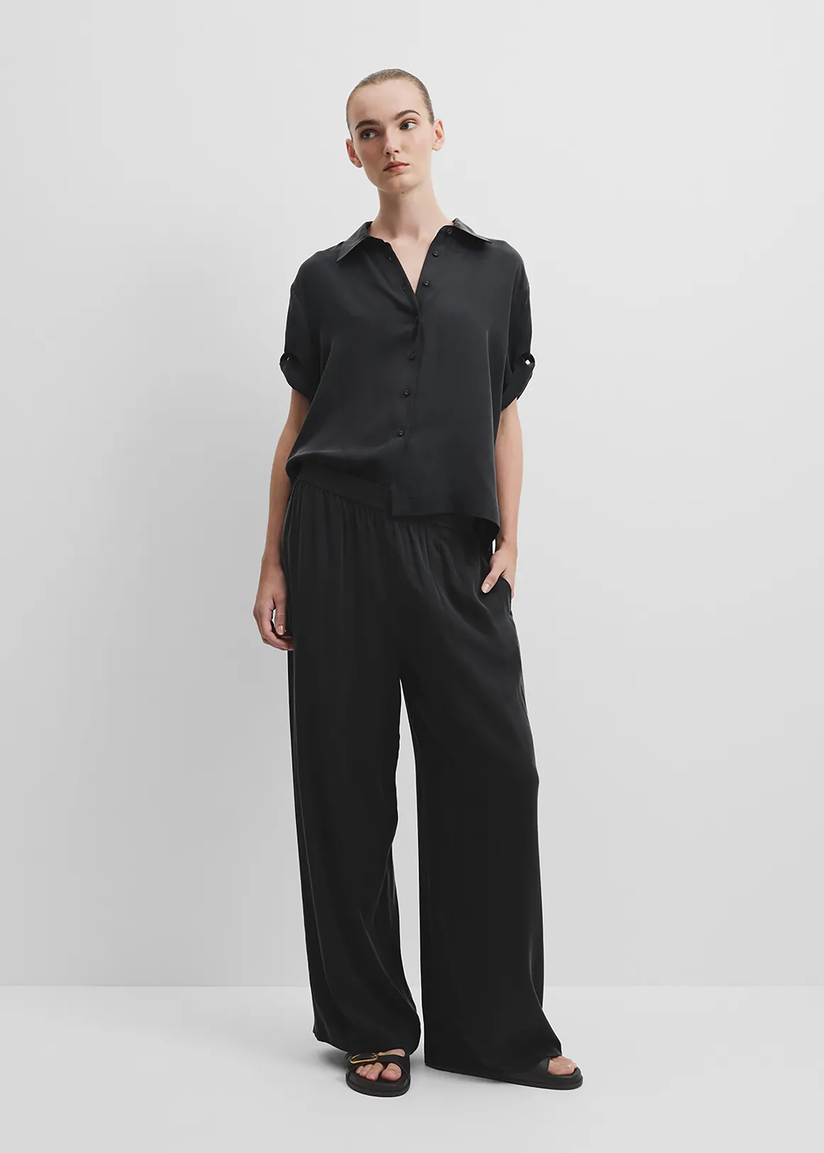 Pull On Cupro Pant - BLACK