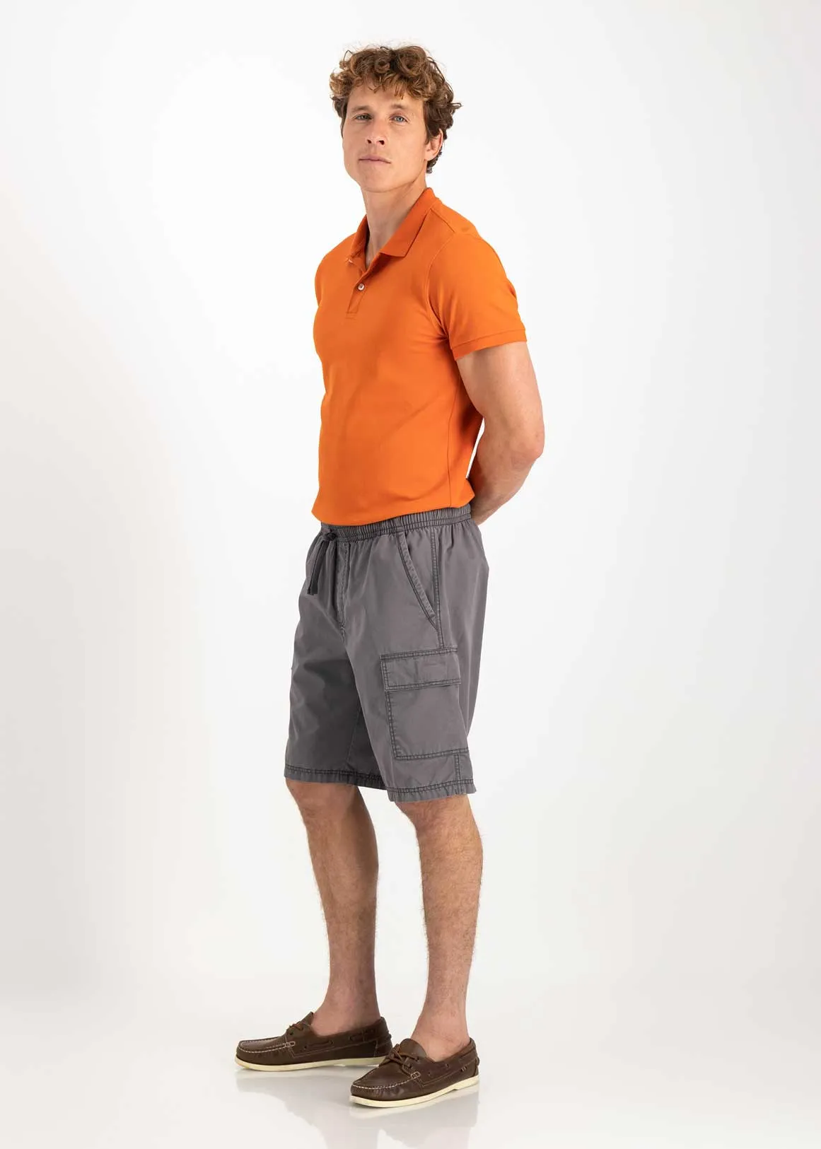 Pull-on Twill Cargo Shorts - CHARCOAL