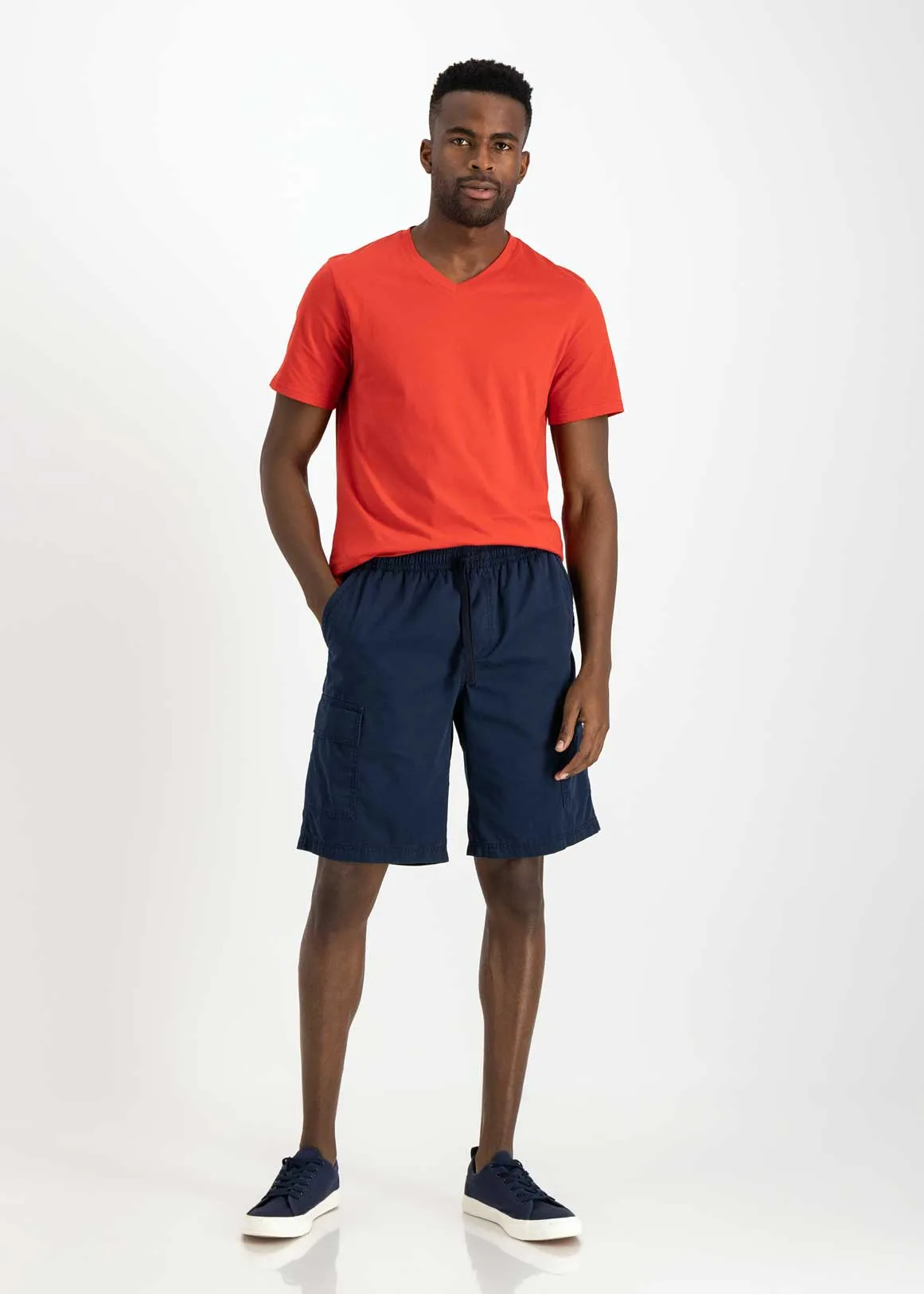 Pull-on Twill Cargo Shorts - NAVY