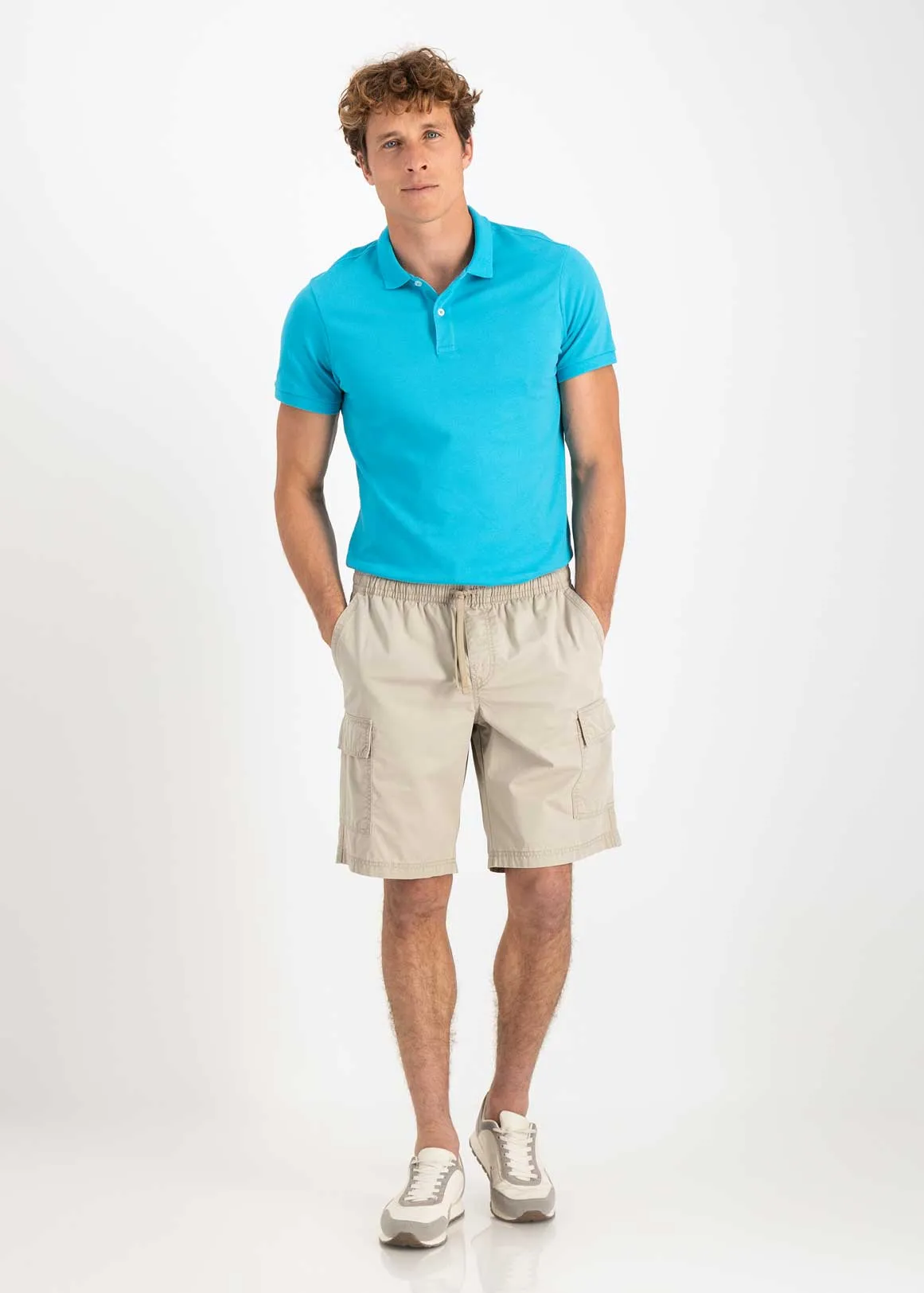 Pull-on Twill Cargo Shorts - STONE