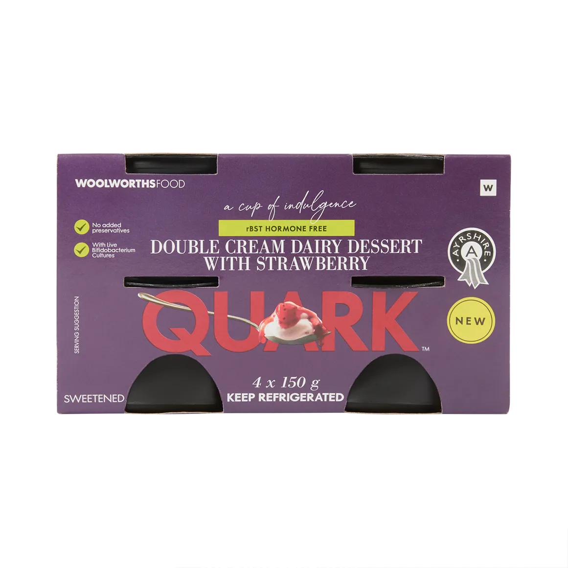Quark™ Double Cream Ayrshire Dairy Dessert with Strawberry 4 x 150 g
