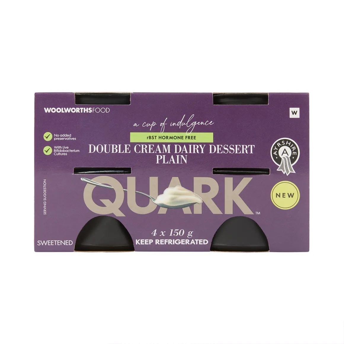 Quark™ Double Cream Ayrshire Plain Dairy Dessert 4 x 150 g