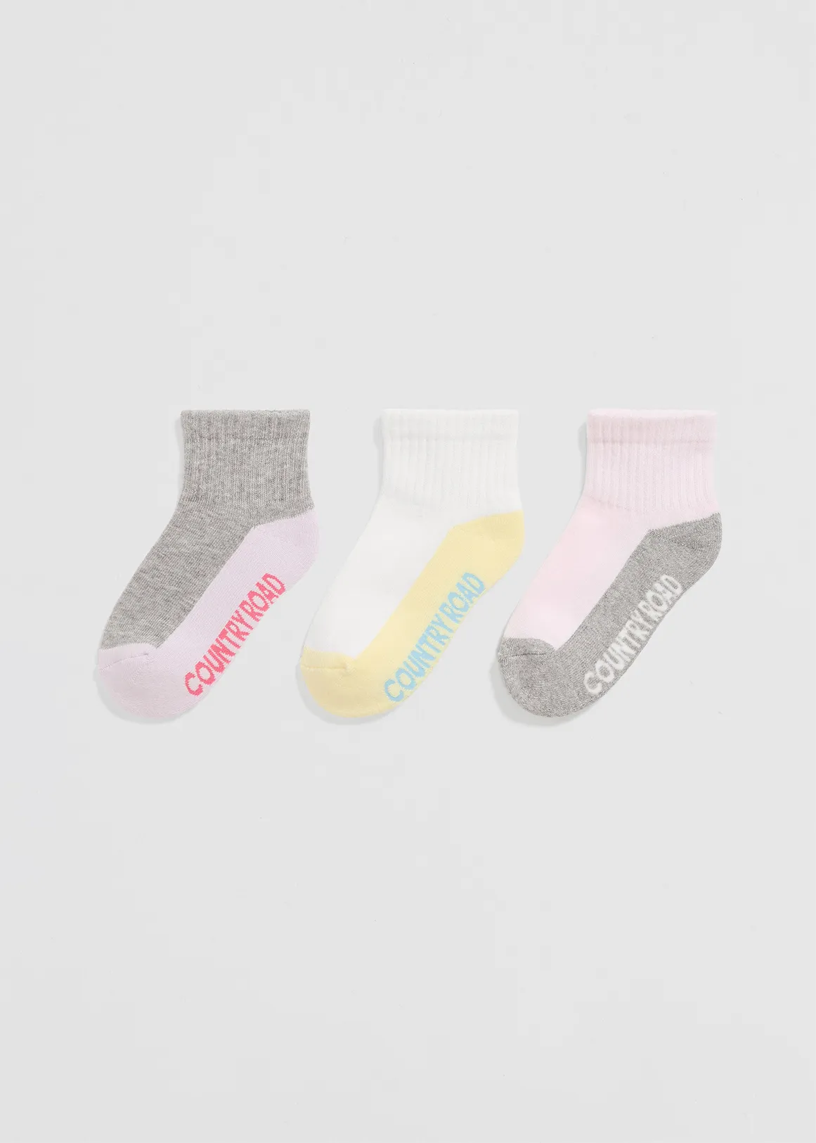 Quarter Crew Sock Pack of 3 - PINK MULTI