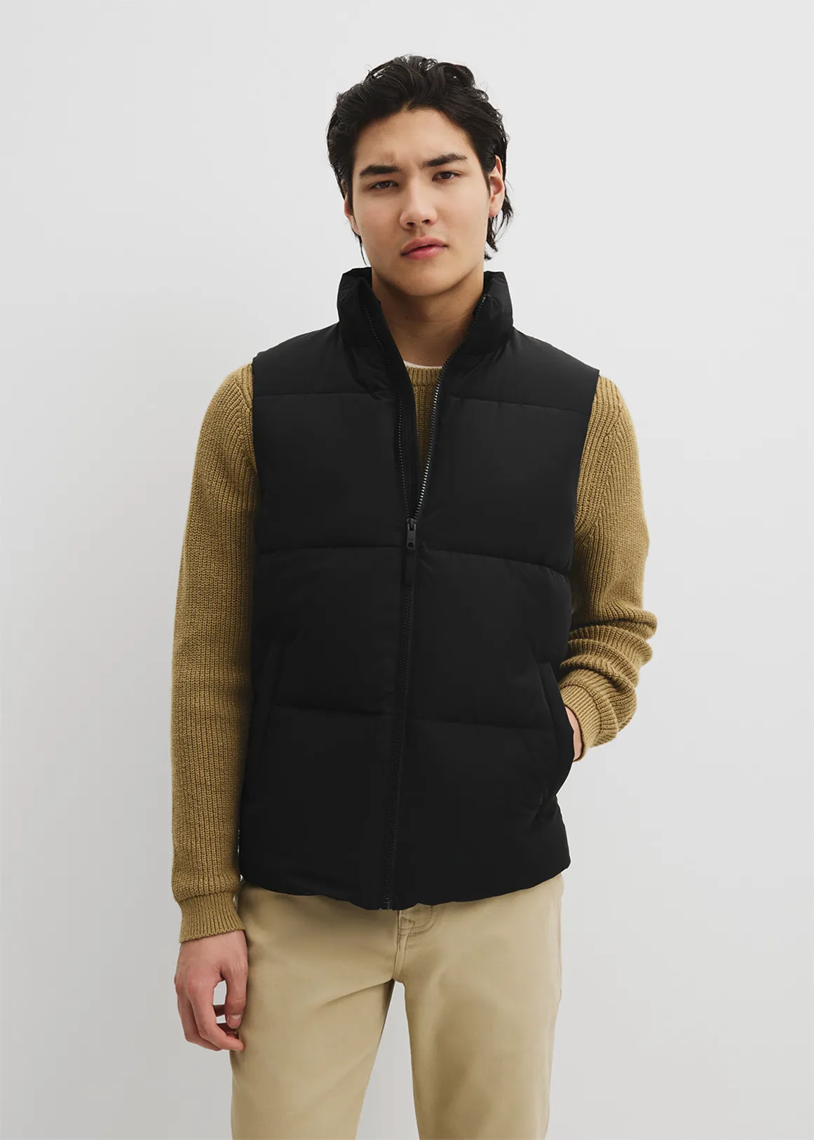 Quilted Puffer Vest - BLACK
