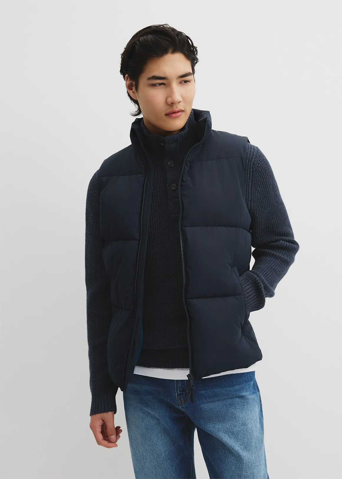 Quilted Puffer Vest - NAVY