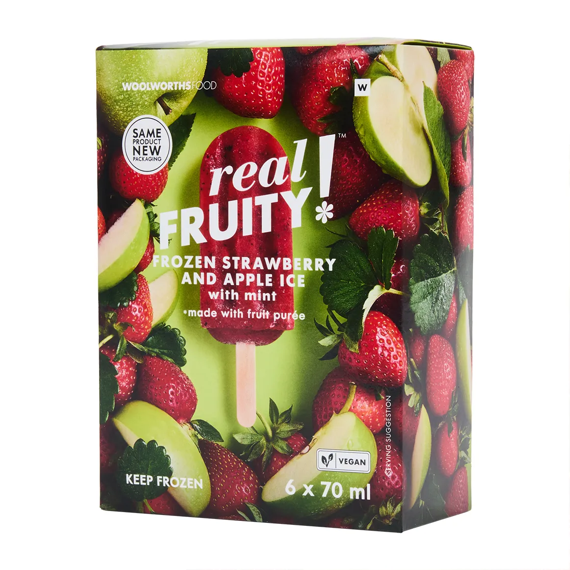 Real Fruity Frozen Strawberry & Apple Ice Lollies 6 x 70 ml