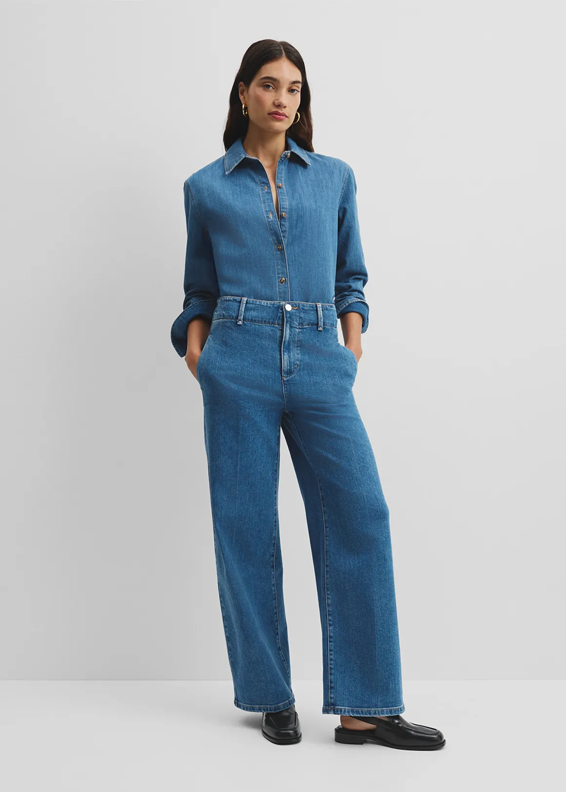 Recycled Cotton Straight Tailored Jean - MID BLUE WASH