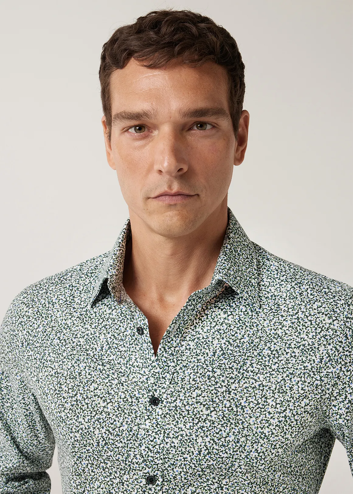 Regular Fit Abstract Floral Print Shirt - KHAKI