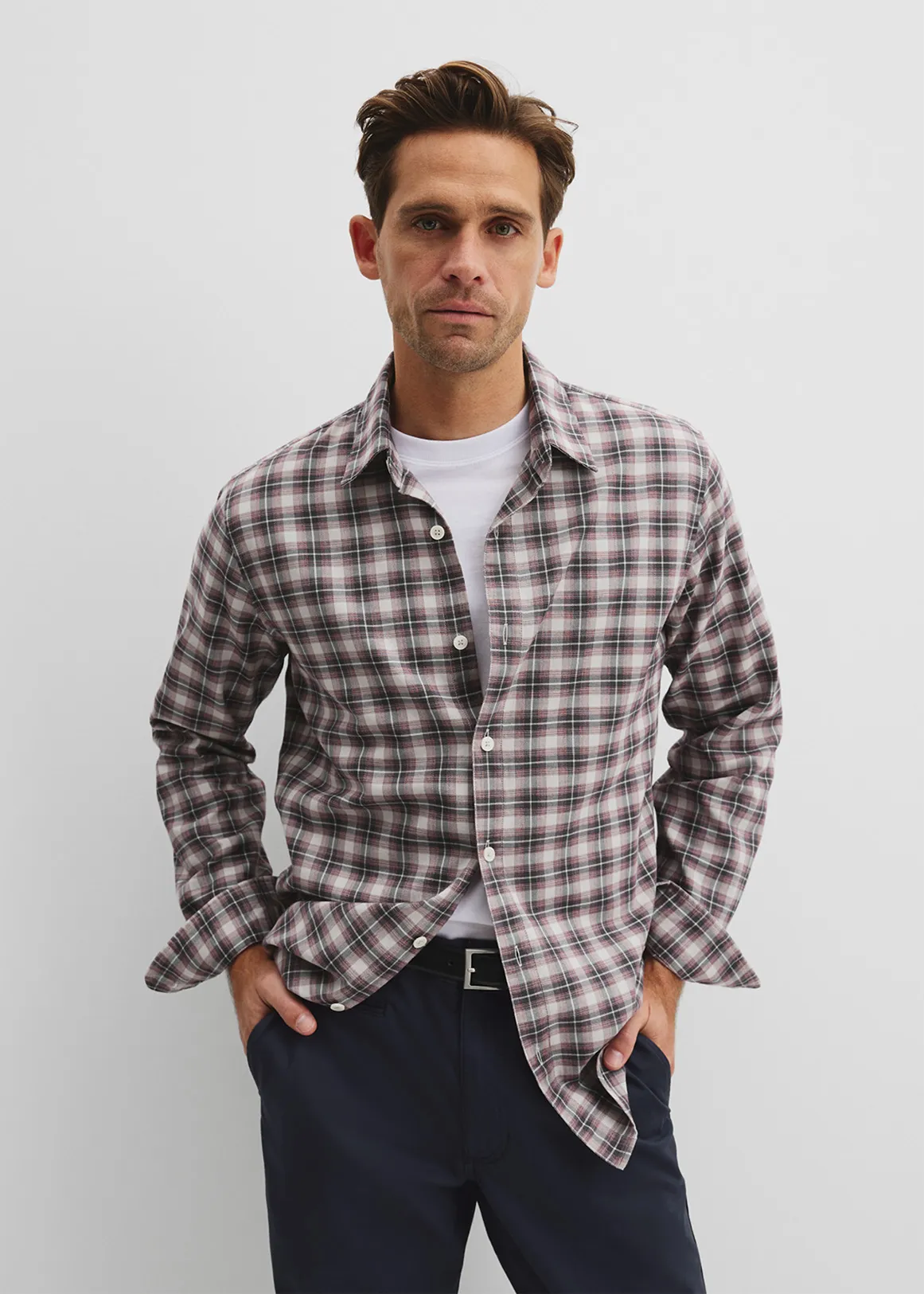 Regular Fit Australian Good Earth Cotton Flannel Shirt - OXBLOOD