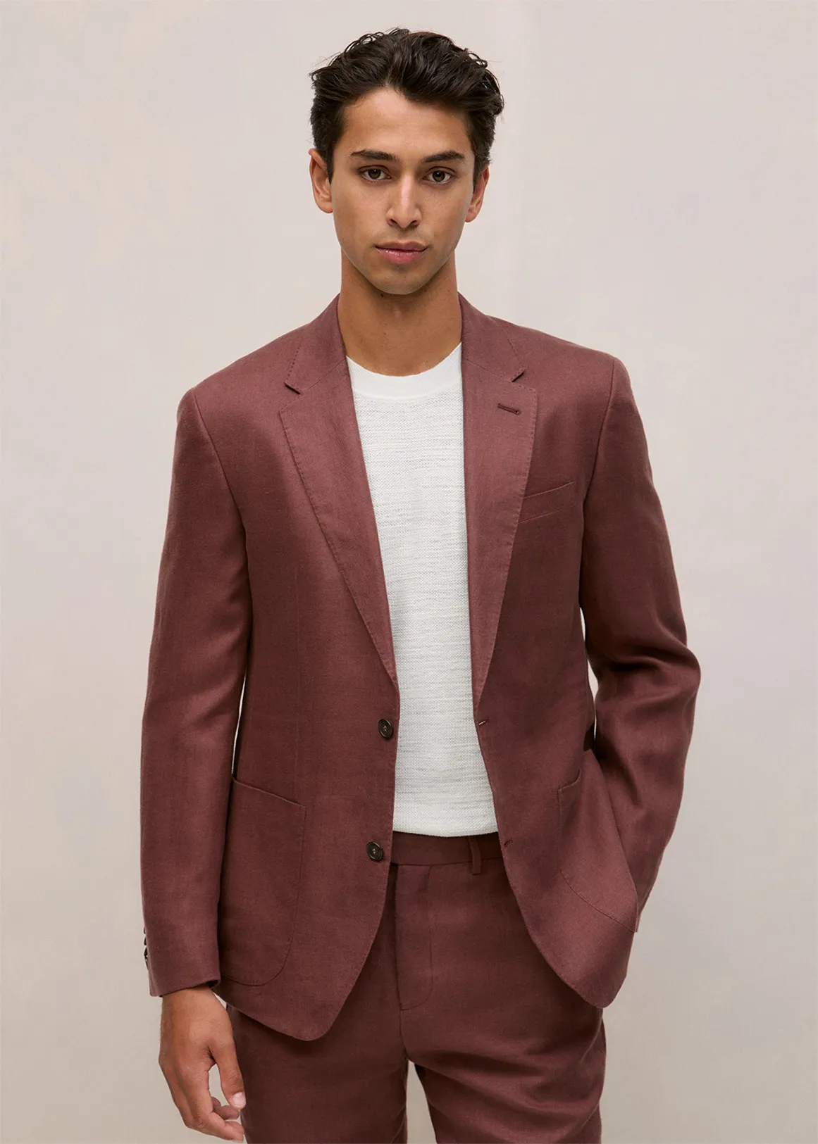 Regular Fit Belgian Linen Blazer - ESPRESSO