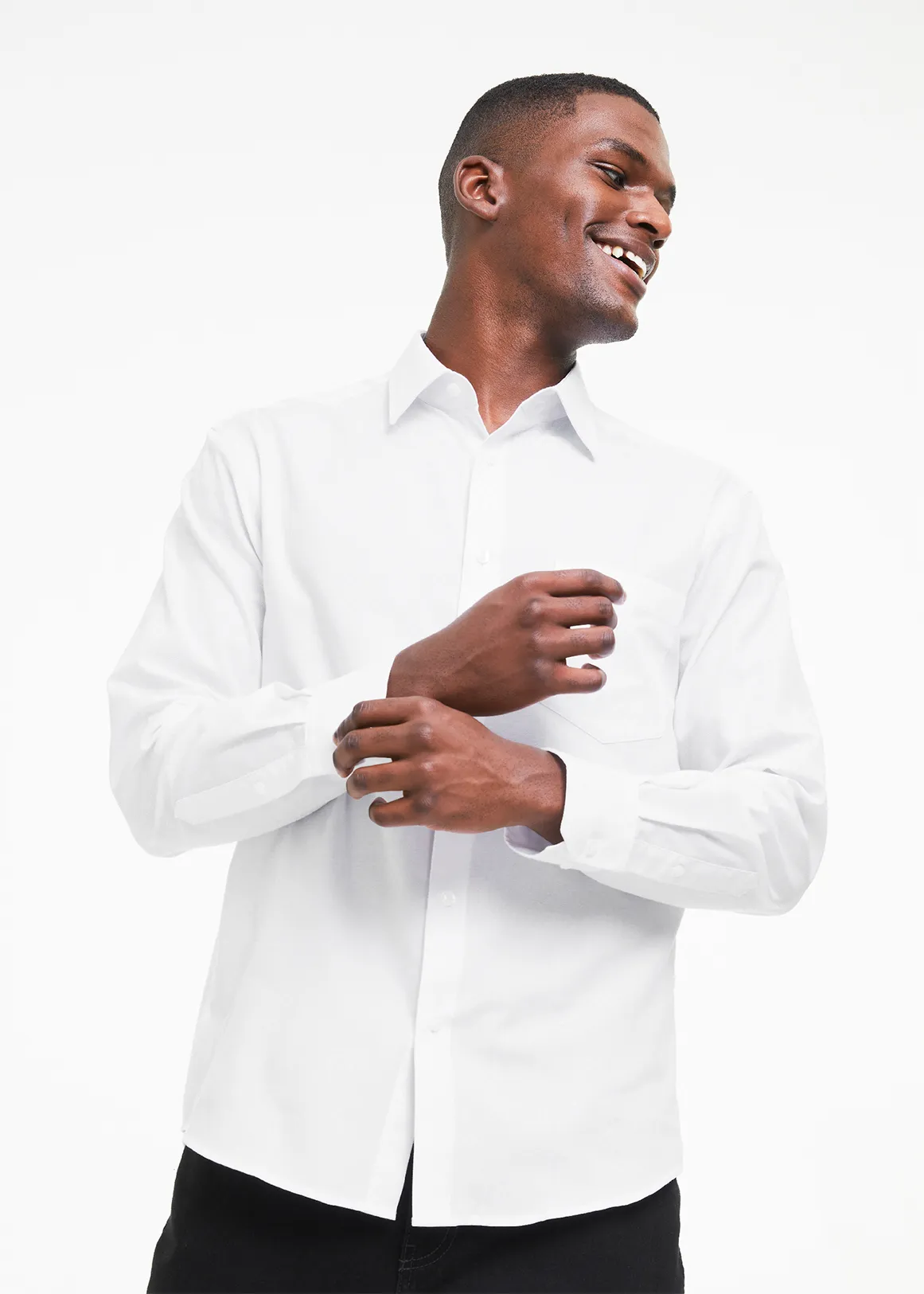 Regular Fit Cotton Rich Dobby Shirt - WHITE