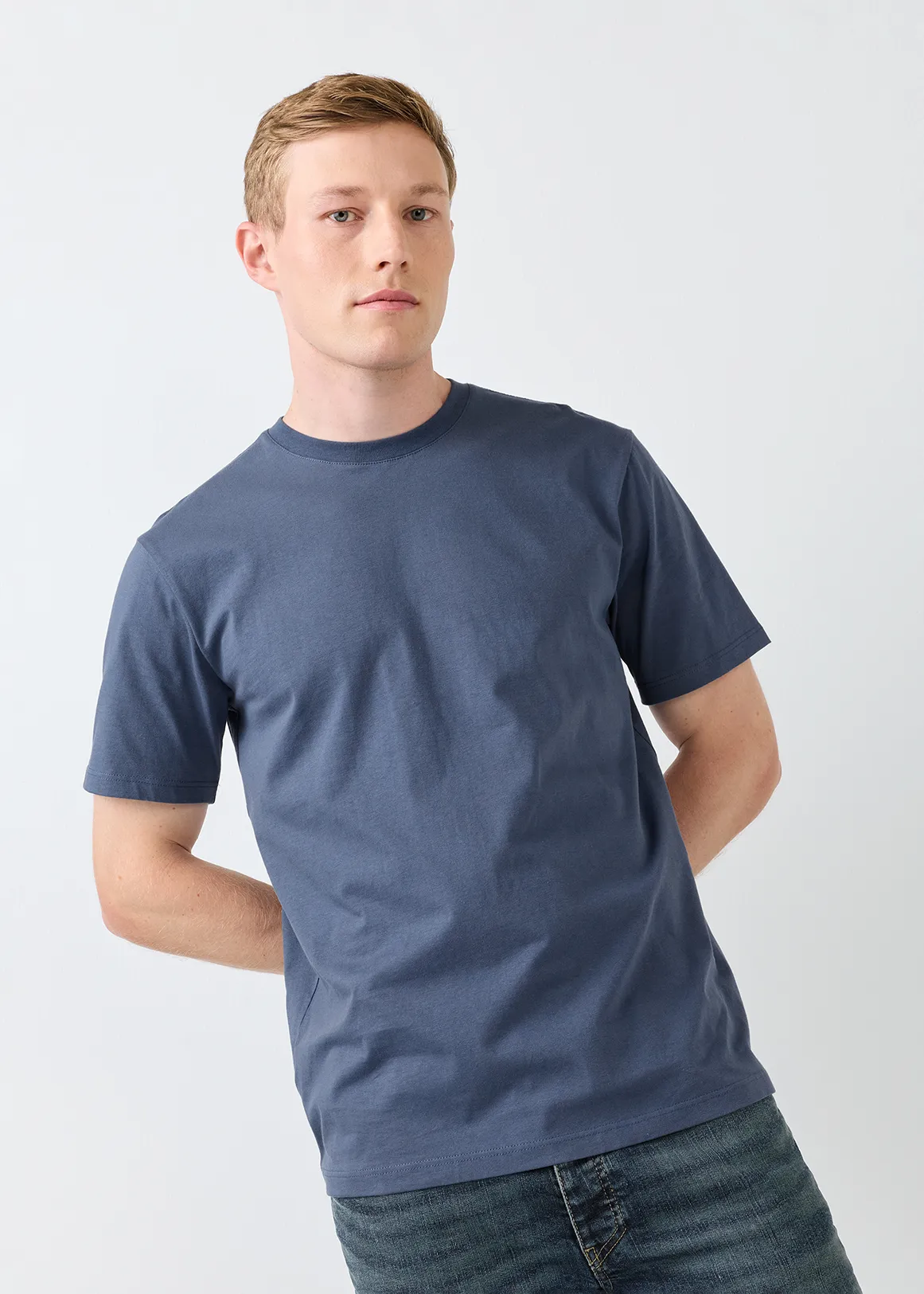 Regular Fit Crew Neck Cotton T-shirt - BLUE