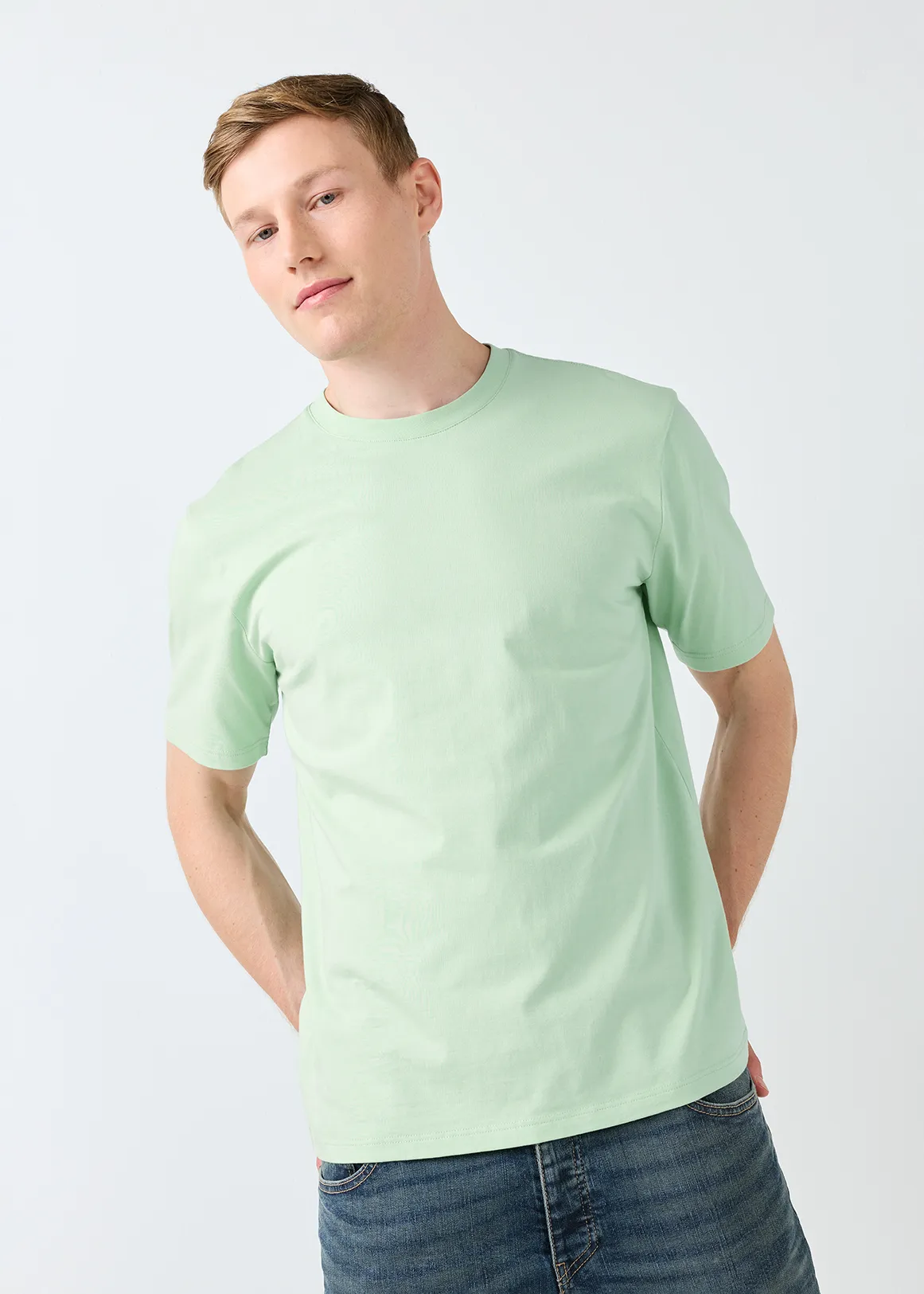 Regular Fit Crew Neck Cotton T-shirt - MINT