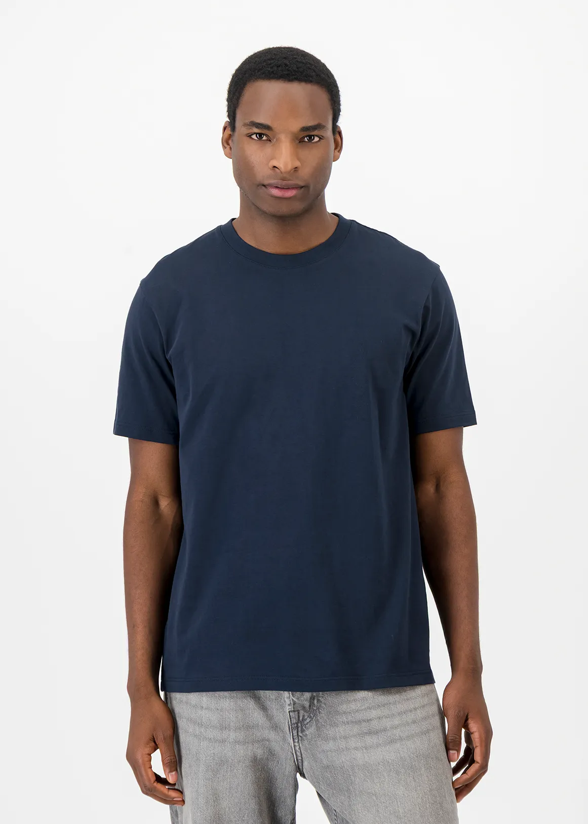 Regular Fit Crew Neck Cotton T-shirt - NAVY