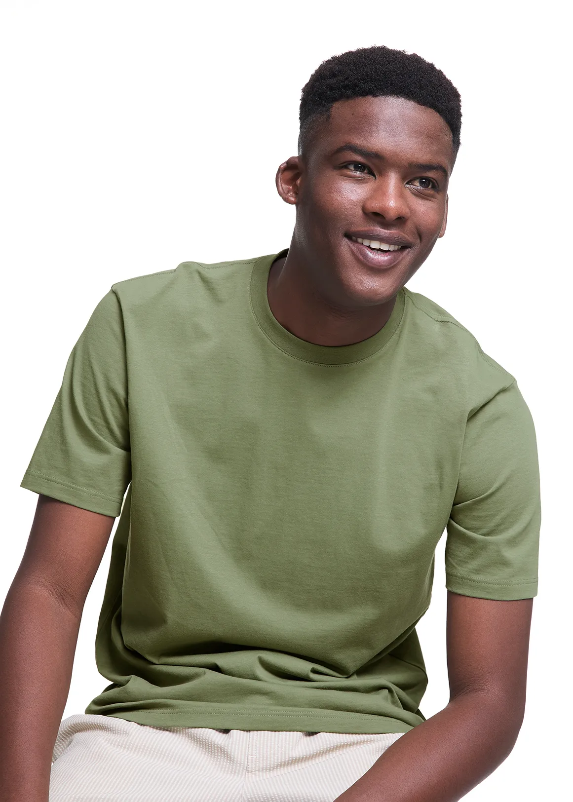 Regular Fit Crew Neck Cotton T-shirt - SAGE