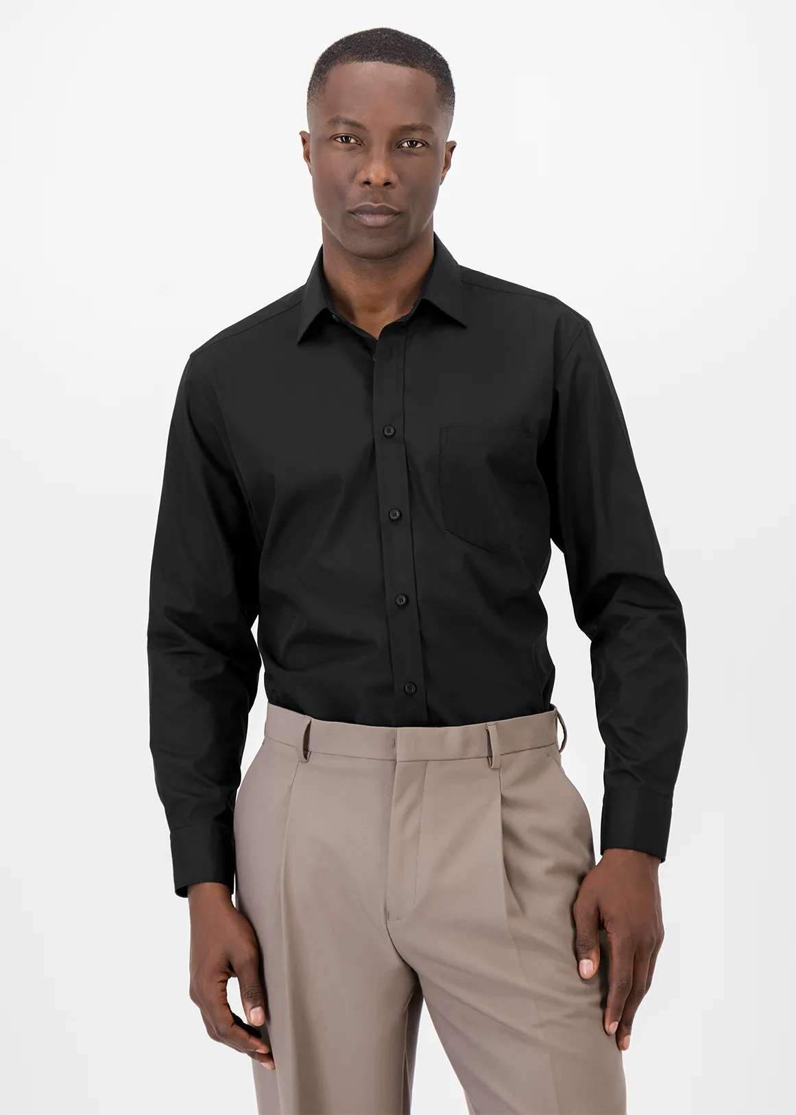 Regular Fit Easy Care Cotton Blend Colour Shirt - BLACK