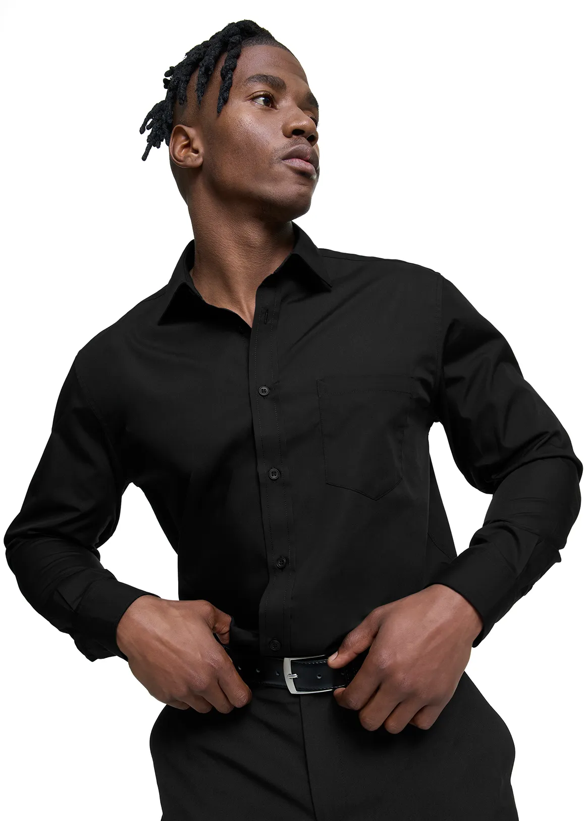 Regular Fit Easy Care Cotton Blend Colour Shirt - BLACK