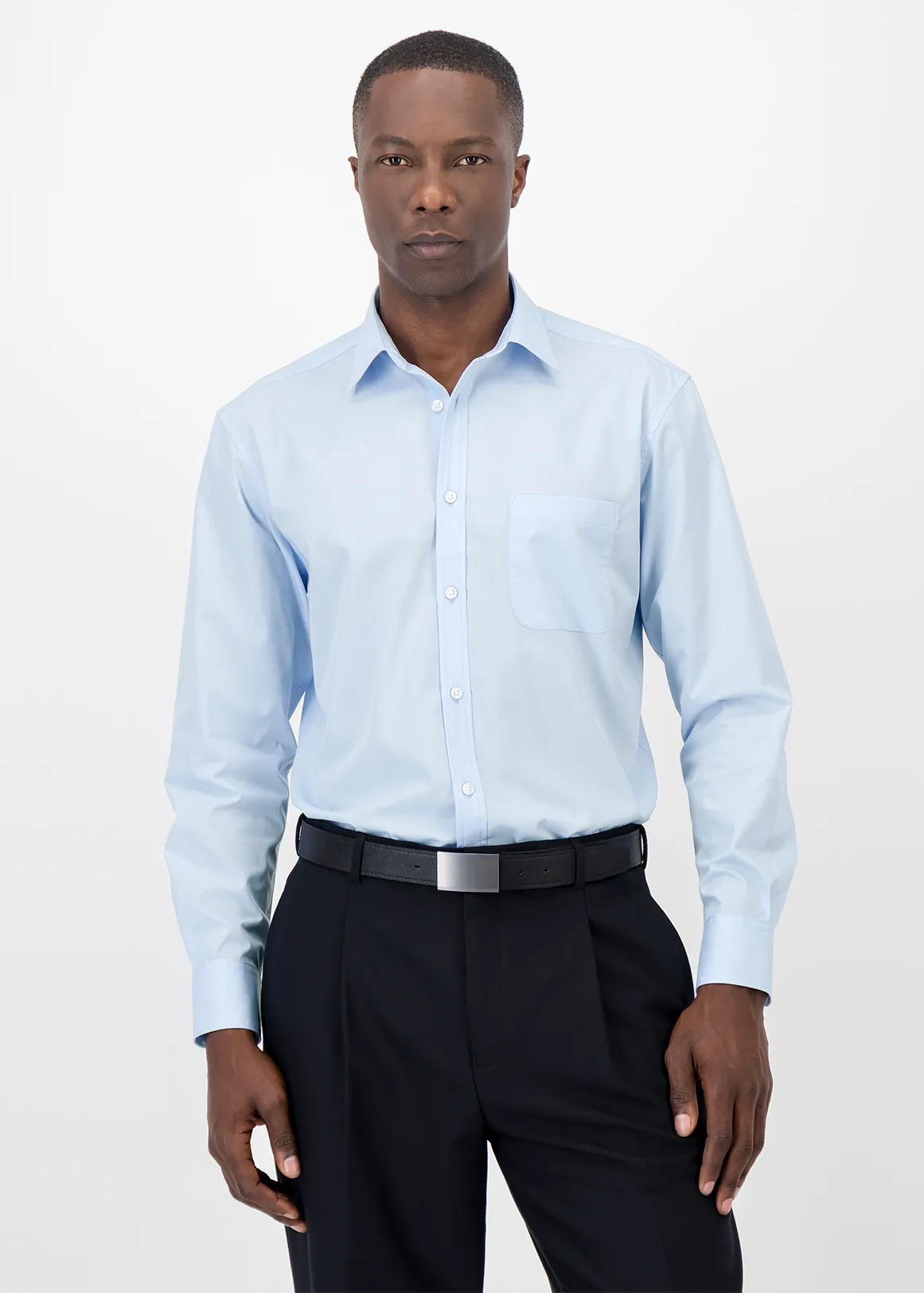 Regular Fit Easy Care Cotton Blend Colour Shirt - LIGHT BLUE