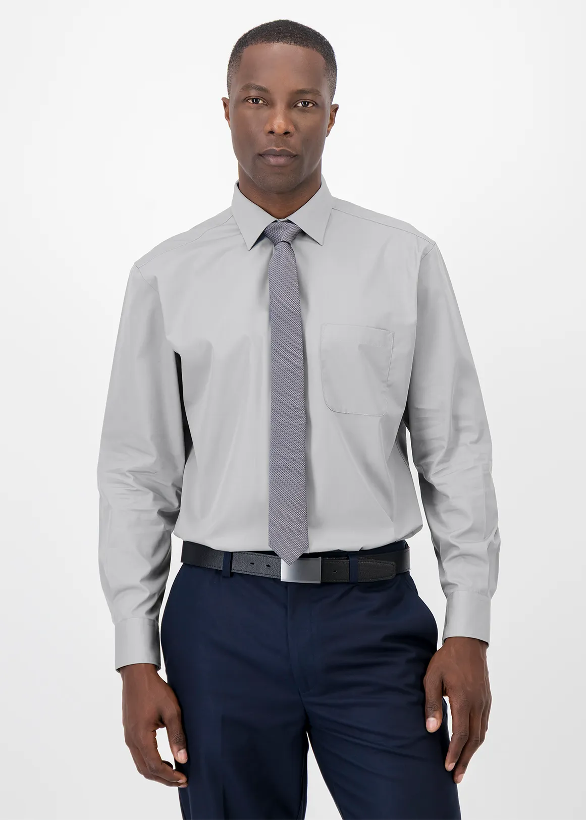 Regular Fit Easy Care Cotton Blend Colour Shirt - SILVER