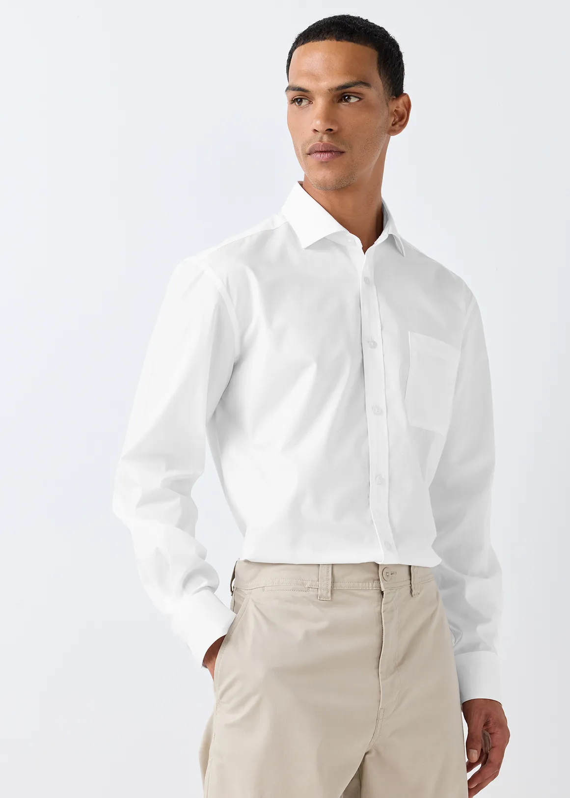 Regular Fit Easy Care Cotton Blend White Shirt