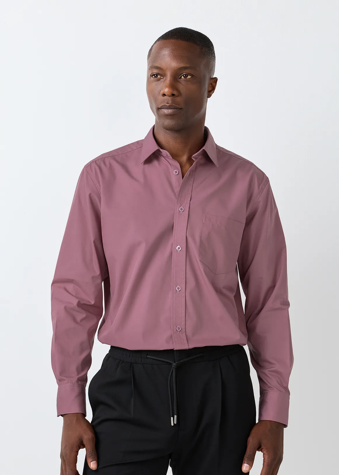 Regular Fit Easy Care Plain Colour Shirt - PINK