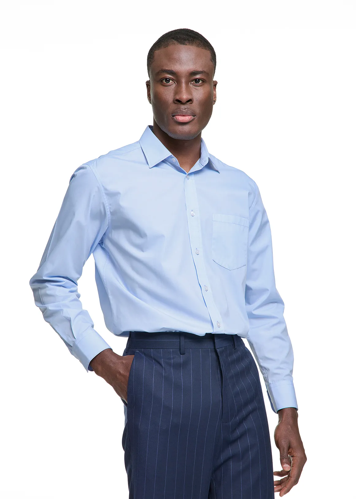 Regular Fit Easy Care Plain Shirt - LIGHT BLUE