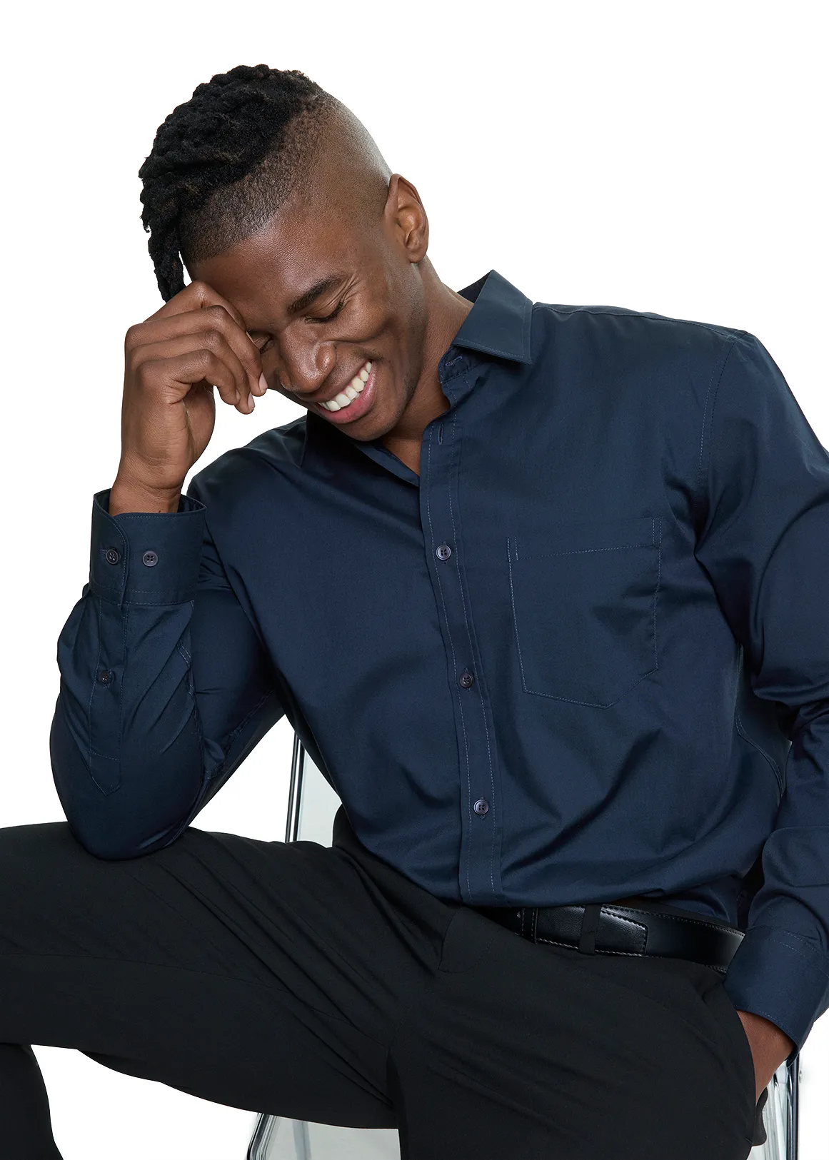 Regular Fit Easy Care Plain Shirt - NAVY