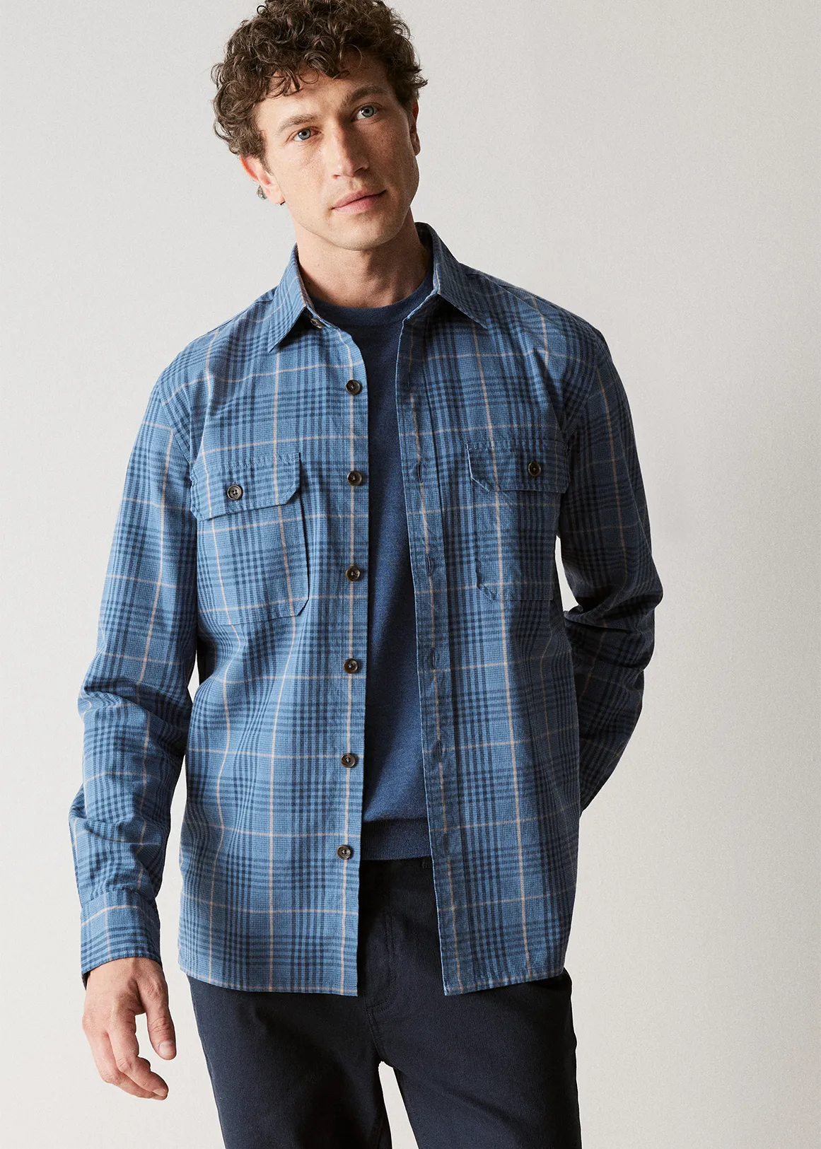 Regular Fit Glen Check Twill Shirt - BLUEPRINT