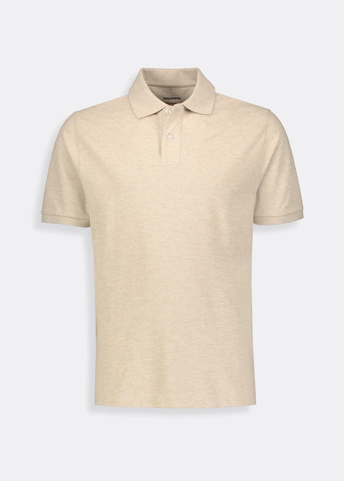 Regular Fit Pique Golfer - BEIGE MELANGE