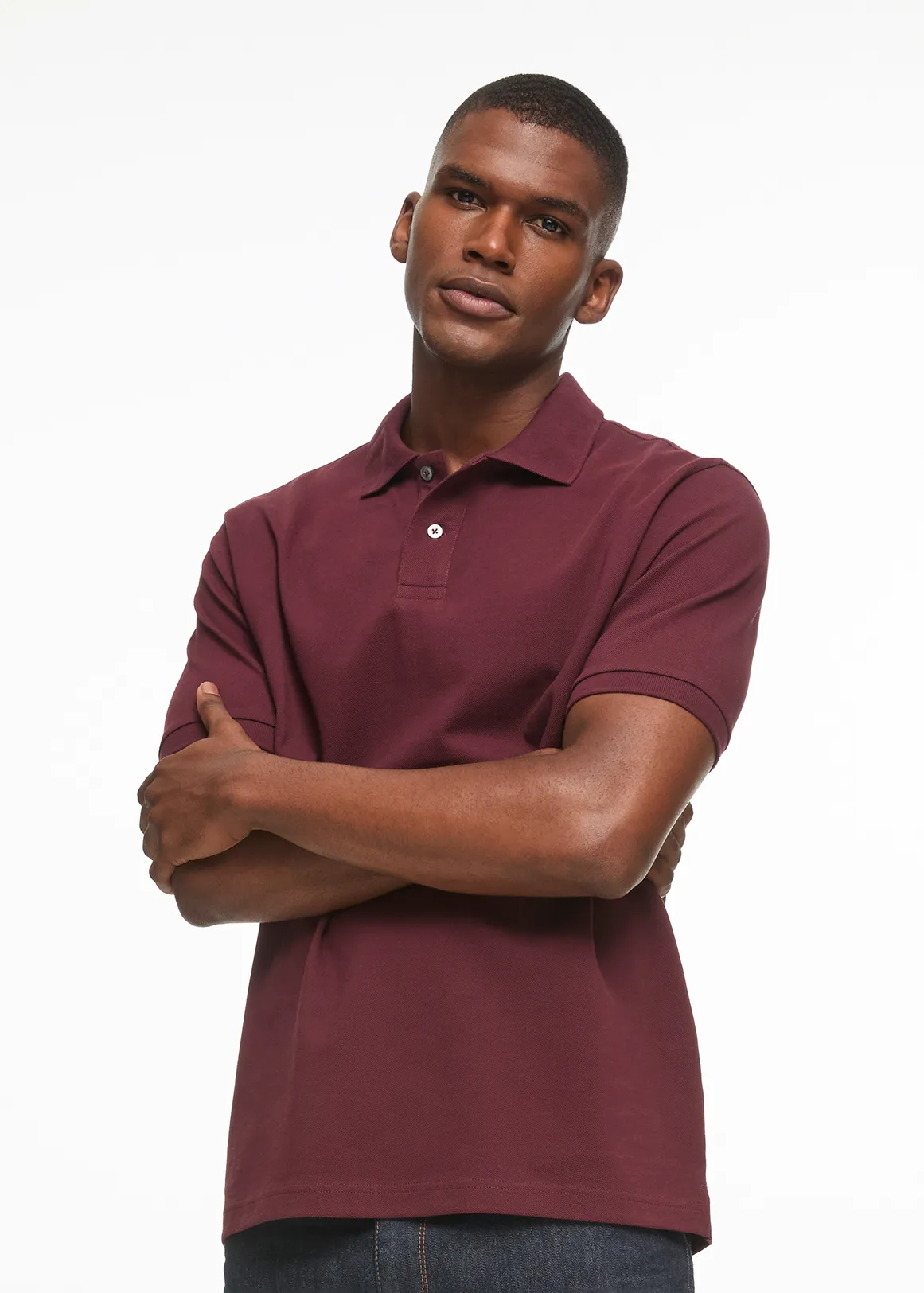 Regular Fit Pique Golfer - BURGUNDY