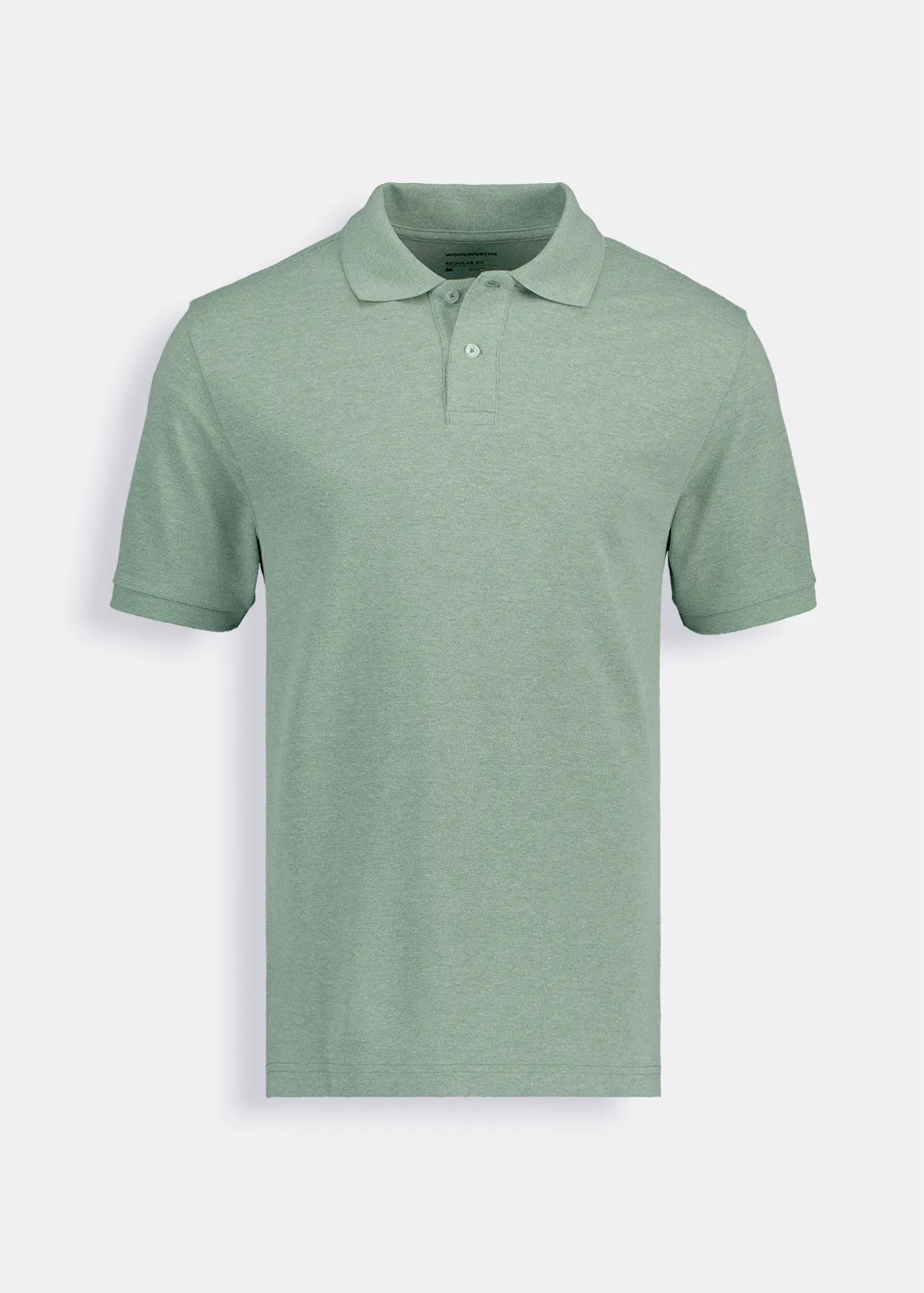 Regular Fit Pique Golfer - GREEN MELANGE