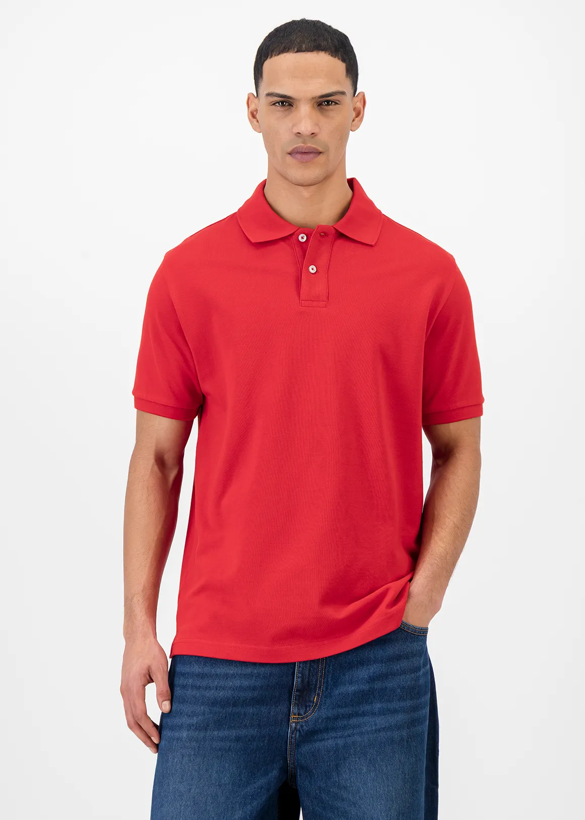 Regular Fit Pique Golfer - RED