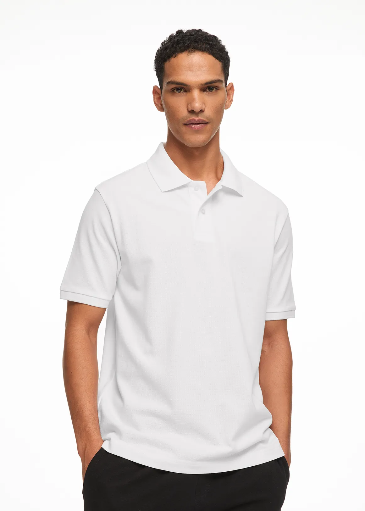 Regular Fit Pique Golfer - WHITE