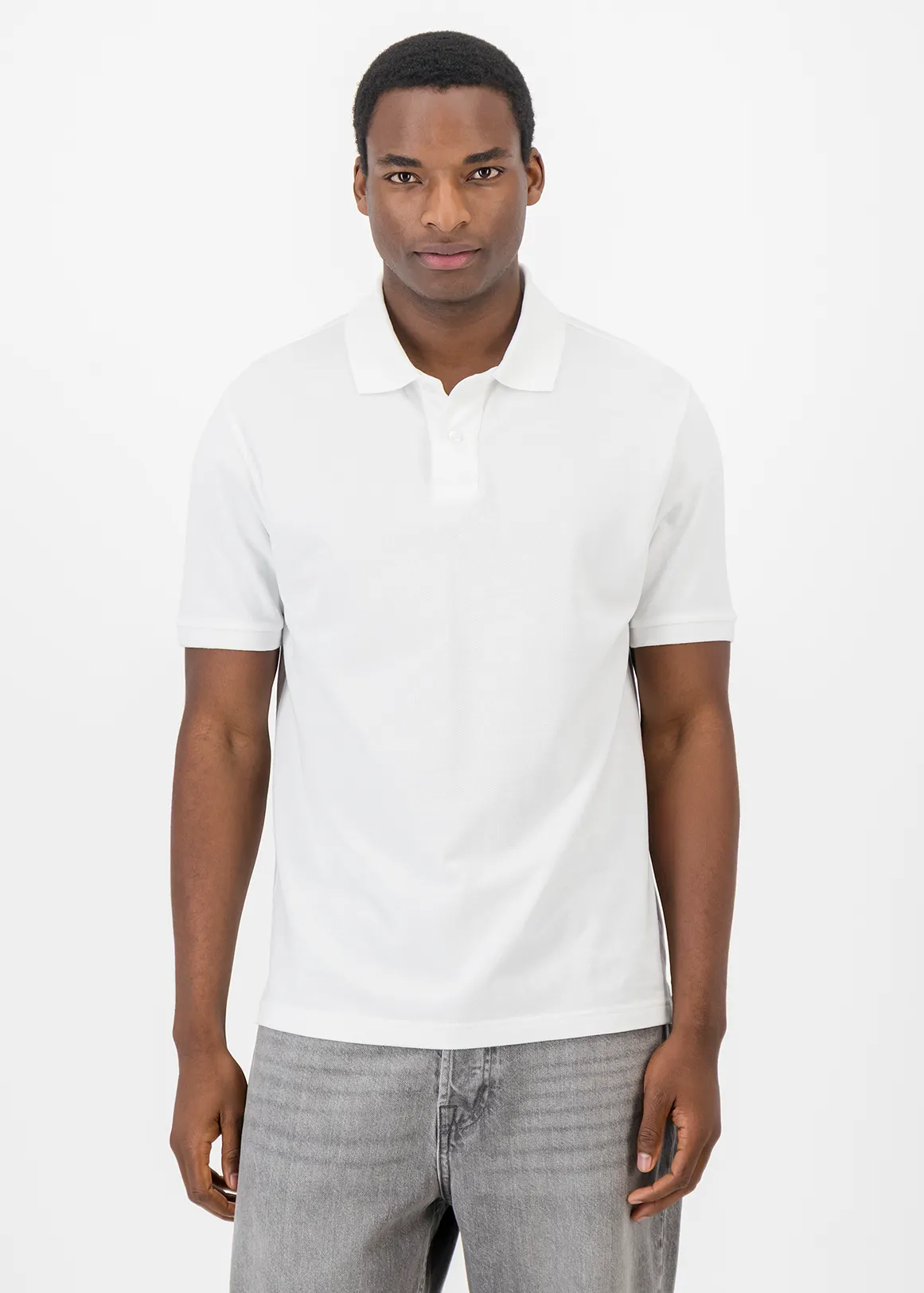 Regular Fit Pique Golfer - WHITE