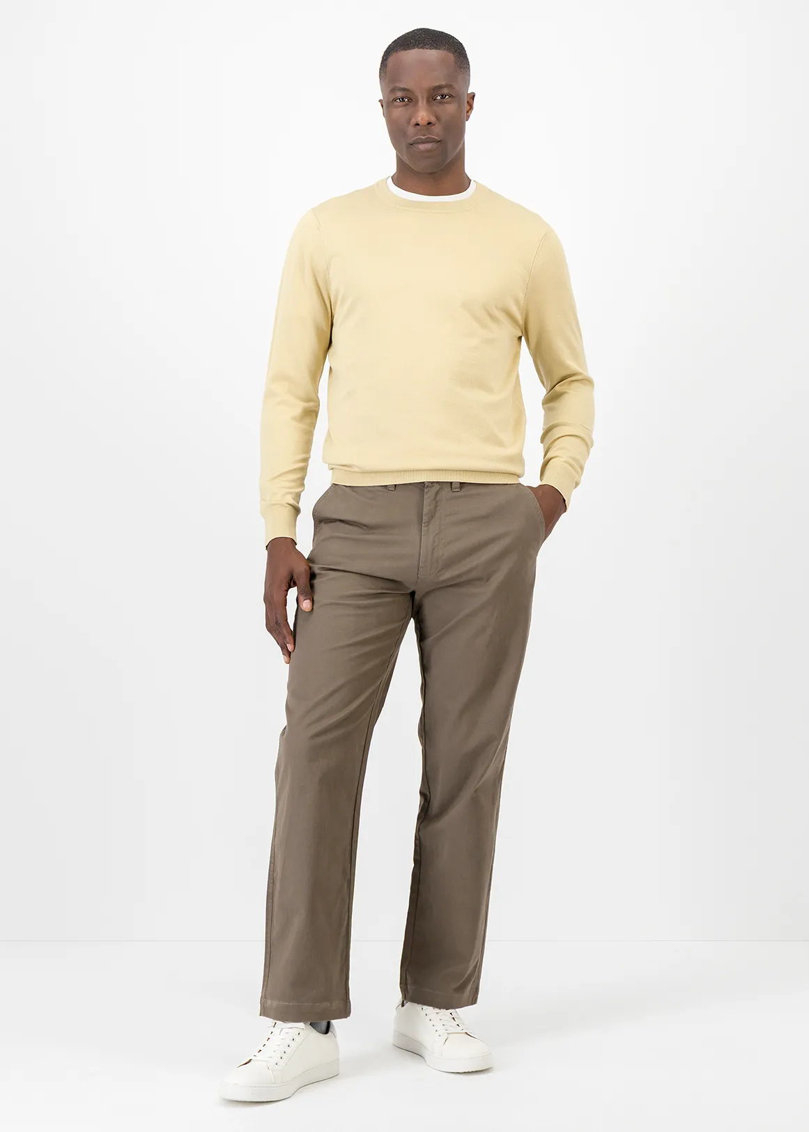 Regular Fit Stretch Cotton Chinos - TAUPE