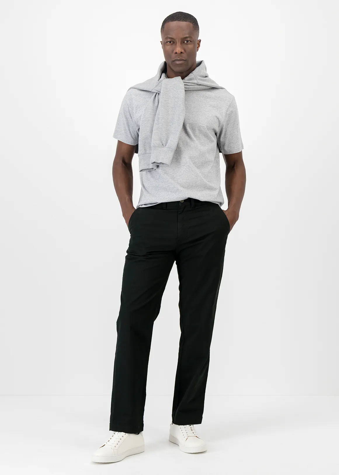 Regular Fit Stretch Cotton Chinos - X BLACK