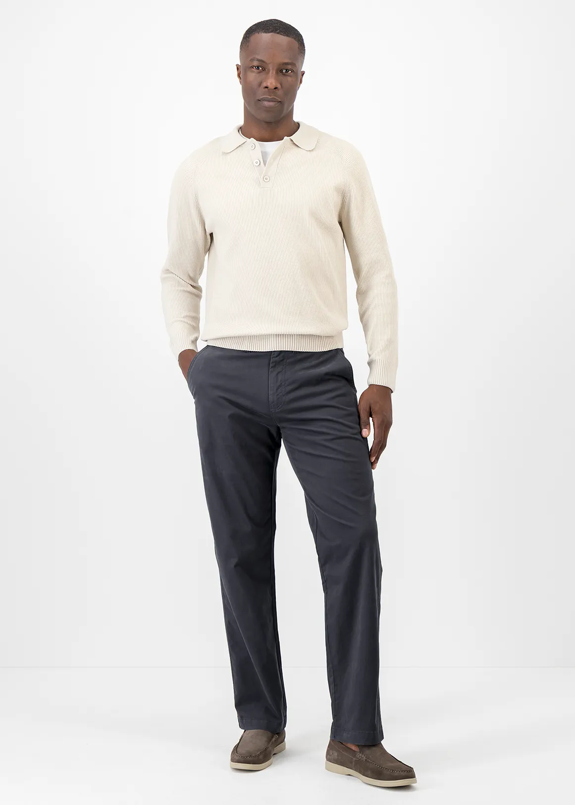 Regular Fit Stretch Cotton Chinos - X NAVY