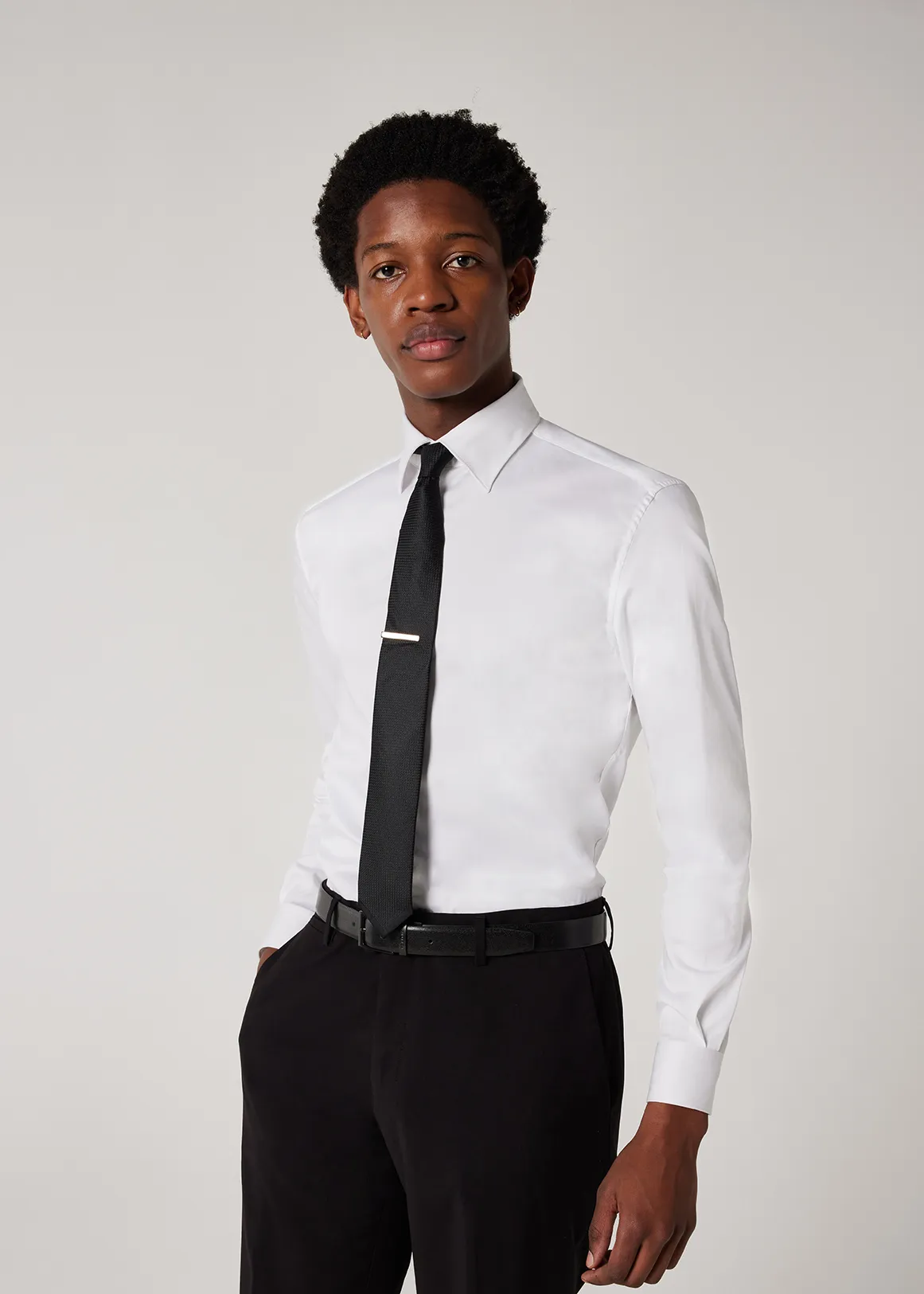 Regular Sateen Long Sleeve Shirt - WHITE