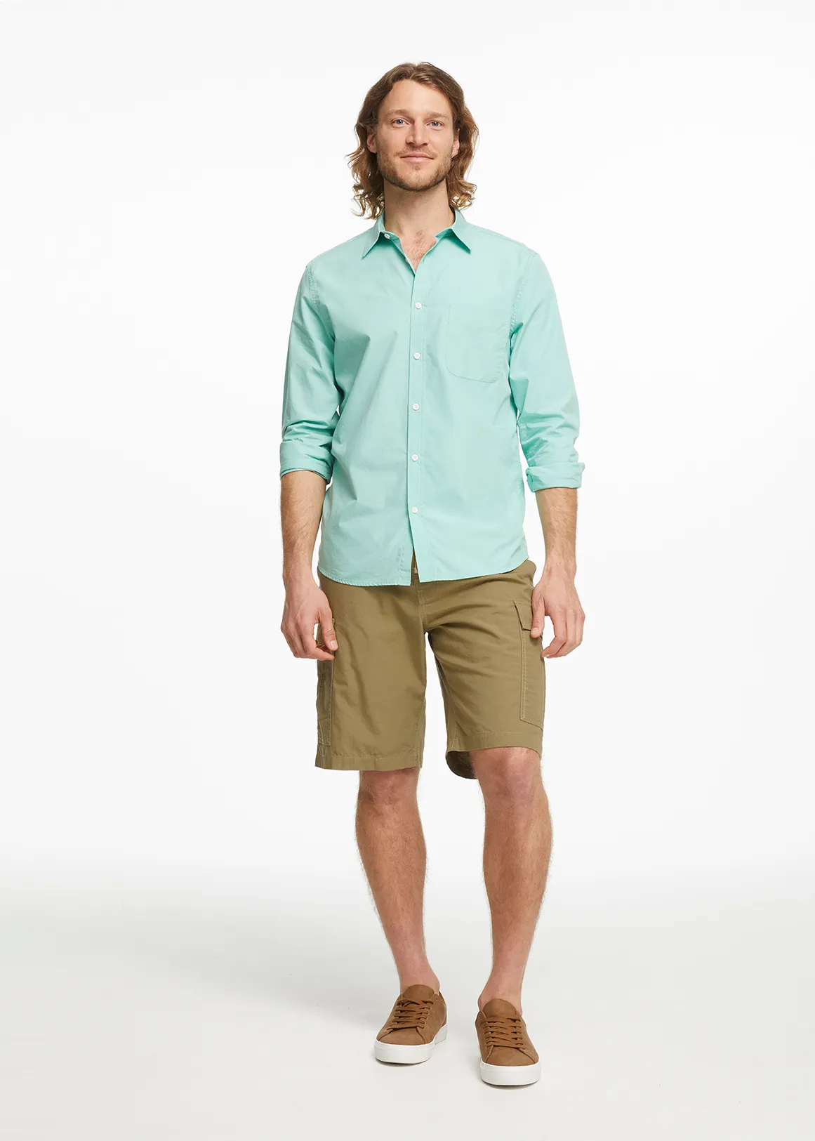 Relaxed Slub Cotton Cargo Shorts - CAMEL
