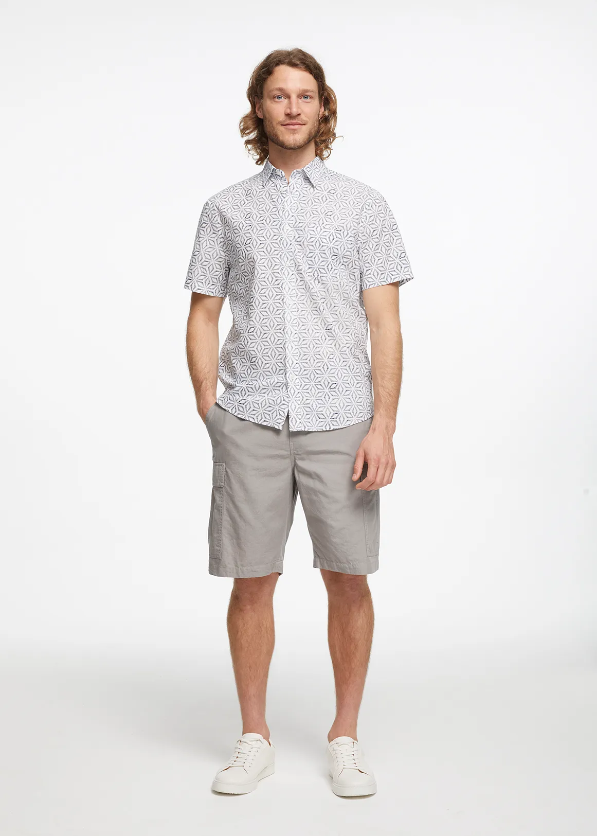 Relaxed Slub Cotton Cargo Shorts - CHARCOAL