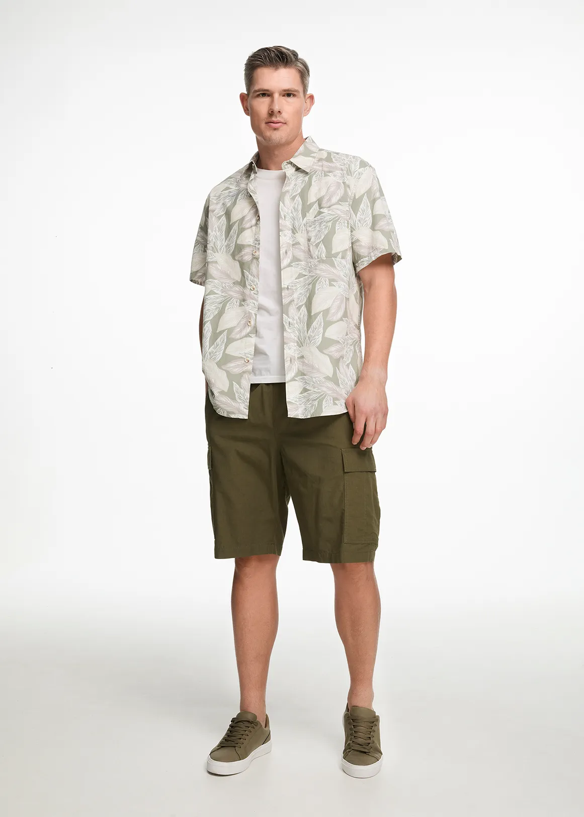 Relaxed Slub Cotton Cargo Shorts - KHAKI