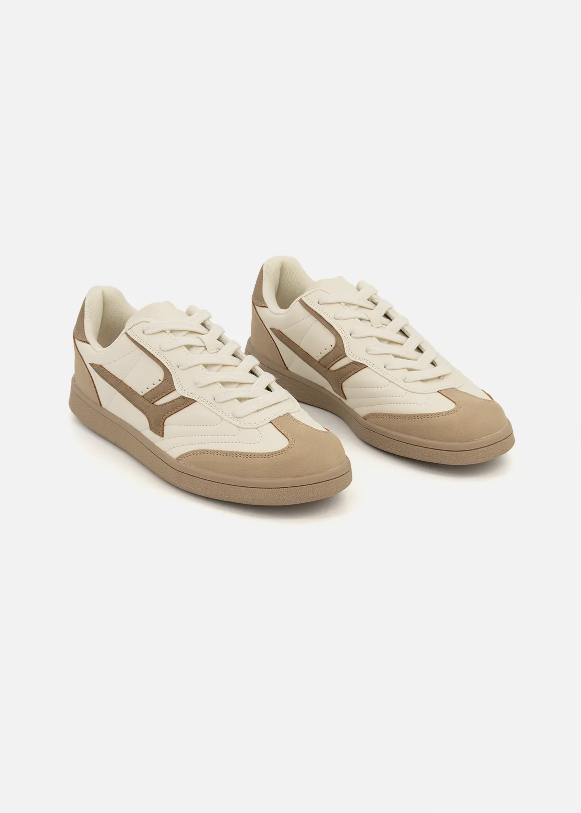 Retro Colour Block Faux Suede Sneakers - X NATURAL
