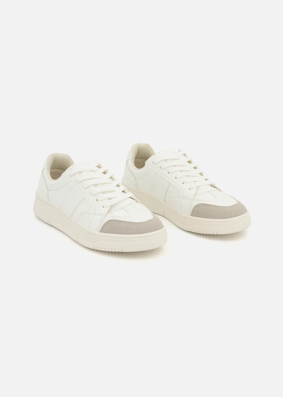 Retro Court Lace-up Sneakers - WHITE