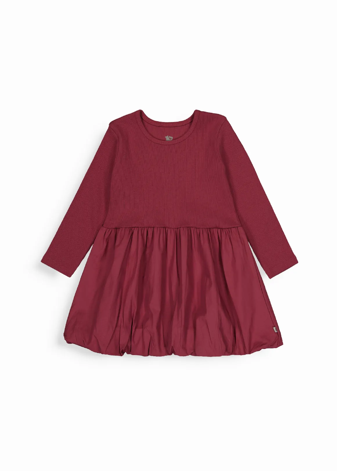 Rib Bubble Dress - MAROON