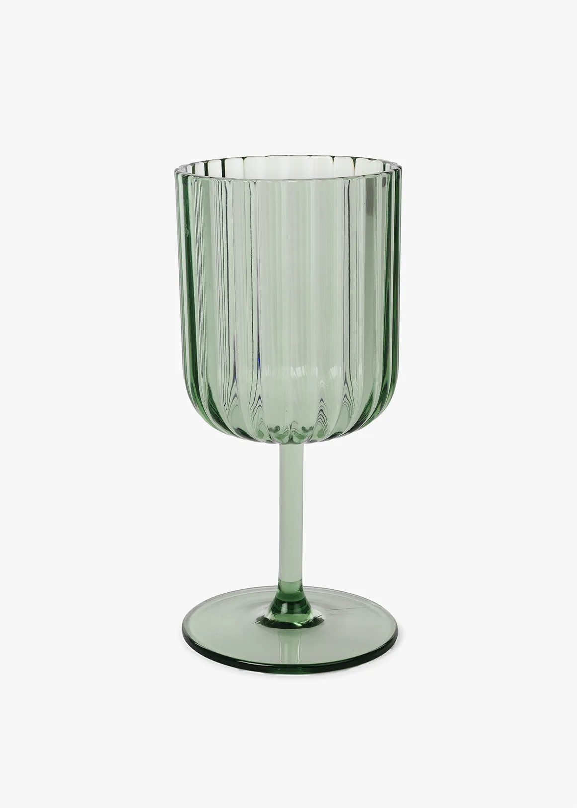 Ribbed Acrylic Wine Glass - GREEN