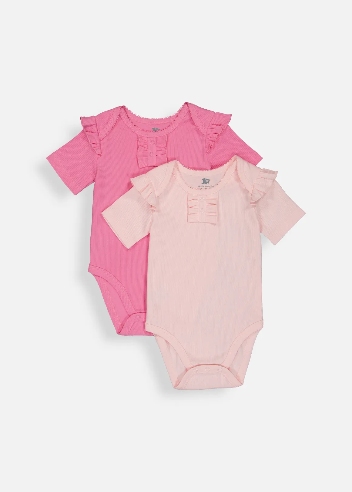 Ribbed Frill Bodyvests 2 Pack - PINK